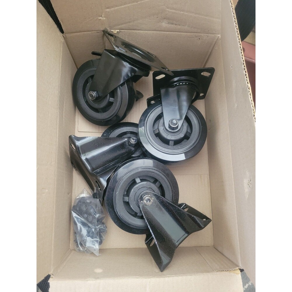 5 Inch Caster Wheels with Ball Bearings Brake Heavy Duty Casters Set of 4, +bolt